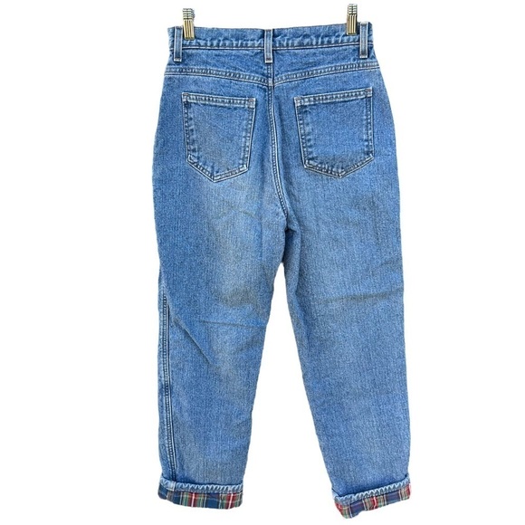 VTG Land’s End Lined High Rise Mom Jeans Women’s Size 6 Festive Plaid GUC USA - Picture 2 of 8